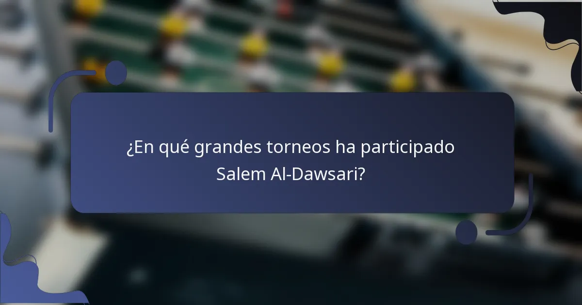 ¿En qué grandes torneos ha participado Salem Al-Dawsari?
